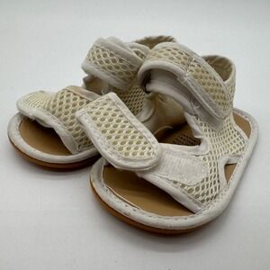 Valen Sina Baby Mesh Sandals Cream Leather Lining Hook Loop Straps Size 7